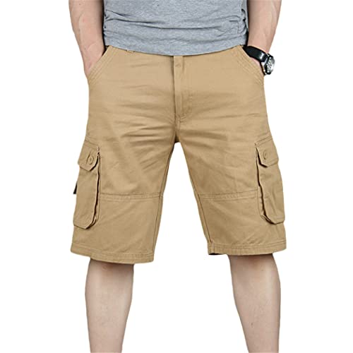 Short cargo homme kaki 29W décontracté d'été à poches multiples