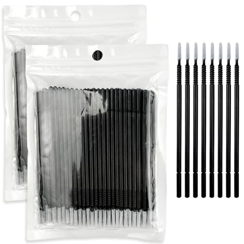 200PCS Disposable Micro Applicator Brushes – Mini Precision Swabs for Eyelash Extensions, Glue Removal, Makeup, Nail Art & Cleaning (Black)
