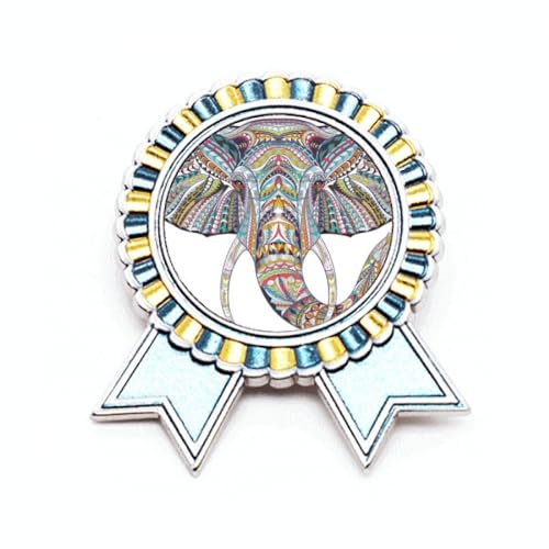 Broche éléphant coloré en métal style mosaïque taille M pour veste