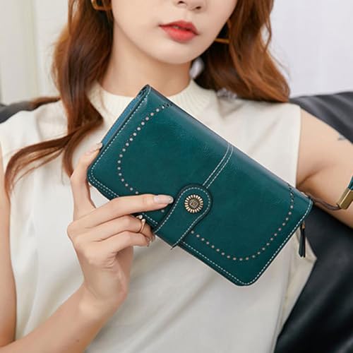 Women's Fashion Zipper Wallet, PU Leather Bifold Cash, Large Wristlet Wallets for Women with Phone Holder3
