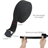 Zythrem 4 Pcs Ratchet Tie Down Straps, 5m x 25mm Bike Rack Straps with Buckle Heavy Duty Lashing Straps Adjustable Tensioning Belts for Motorcycle Vans Trailer Luggage Cargo Garden Furniture Covers - Image 2