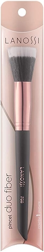 Pincel Duo Fiber Rose Black, Cor Preto/Rosé Metalizado, Lanossi Beauty & Care.