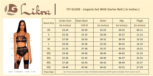 Image of Likra Womens 4 Piece Lace Lingerie Set | Net Bra Panty Garter Belt Stockings Nightwear | Romantic Bridal Honeymoon Babydoll Set | Black White