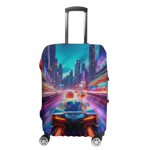Neon Race Car Travel Suitcase Protector Luggage Cover Protective Washable Anti-scratch Baggage Cover
