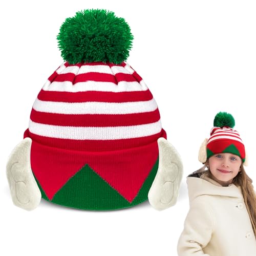 Christmas Elf Knitted Hat for Kids Red and White Stripes Beanie Hat Winter Warm Hat Costume Hat New Year's Gifts Home Christmas Party2