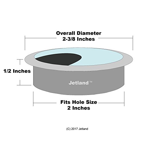 Jetland GBS53 Desk Grommet For Wire Organizer - Brushed Silver, Fits 2 Inch Hole thumb #1