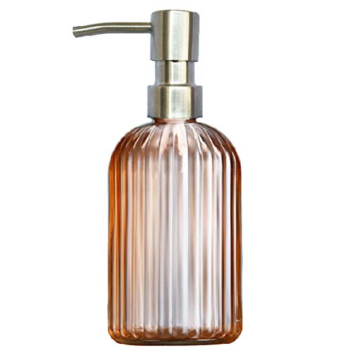 CYY Dispenser di Sapone Manuale con Pompa in Acciaio Inossidabile Antiruggine,Dispenser in Vetro Trasparente per Lavello da Bagno o Cucina,400ml Dispenser di Sapone per Piatti