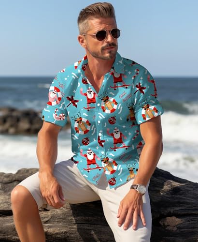 Image of Yoimira Hawaiian Shirts for Men, Print Mens Casual Short Sleeve Button Down Shirts Floral Aloha Beach Shirt