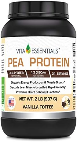 Vita Essentials Pea Protein Powder, Vanilla Toffee Flavor, 2 Pound