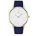 WRISTOLOGY Stella Womens Gold Roman Numeral Wrist Watch Navy Blue Leather Easy Change Band
