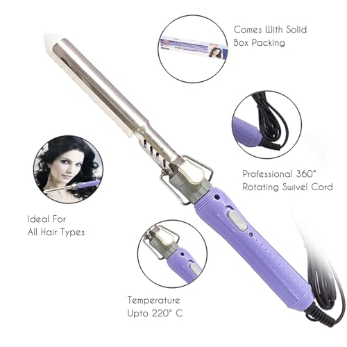 Image of BEAUTY 'n' BEYOND BB-45 Ceramic Hair Curler, Multiple Barrel Sizes 20-28mm, 360 Swivel Cord 2.5m, 110-240V, Purple