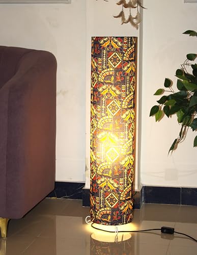 Image of Cotton Fabric Floor Lamp for Bedroom's Desk Lamp for LivingRoom, Bed Room, Office | Night Stand Dimmable Room Floor Lamp for Reading Corner Lamp (Navy Printed)
