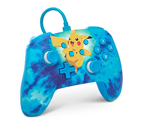 Mando con cable PowerA para Nintendo Switch estilo Tie Dye Pikachu con joysticks precisos 3
