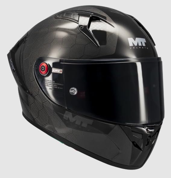 MT Helmets KRE Plus+s Pure 2025 Casco Integral Carbono Negro Brillo Ultraligero y Deportivo Homologación F.I.M. 22.06 Alta Seguridad y Ventilación Avanzada (M 57/58)
