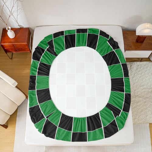 Image of Erosebridal Plaid Sheet Set Queen Green Black Checkerboard Bed Sheets Geometric Checkered Bedding for Kids Boys Girls,Aesthetic Grids Bed Sheets Set 4 Piece
