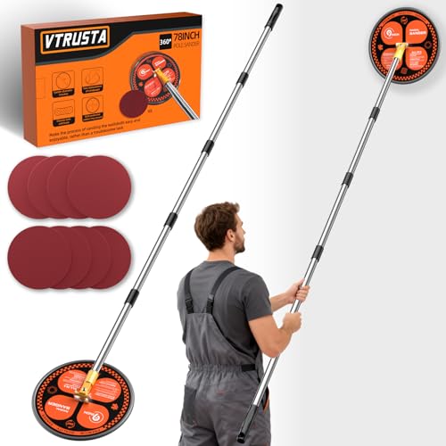 360 Wall Sander for Painting Prep 78 inch Pole Sander for Drywall