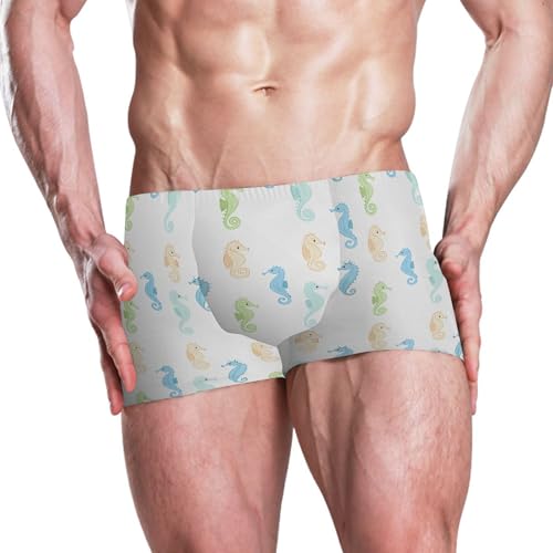 Cute Seahorse Mens Swim Trunk Swimwear Bathing Suit Swim Brief Square Leg Board Short S B04046472