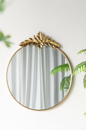A&B Home Large Round Wall Mirror with Ornate Gold Metal Frame, Traditional Accent Mirror for Living Room Entryway, 36' x 41'