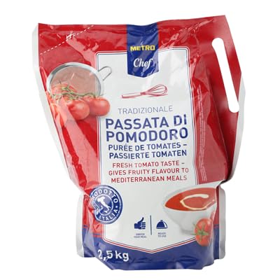 Tomates Para Pizzas, Sofritos, Para untar en el Pan Ideales Para Desayunos, Guisos y Ensaladas Makro Chef (Tomate passata 2500g, 1 Unidad)