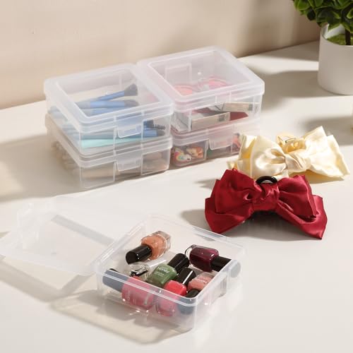 Image of 18 Pack Small Clear Plastic Storage Boxes with Lids, Arts & Crafts Storage Boxes & Organizers Storage Container Craft Jewelry Life Item Organizer for Puzzles, Pens, Rings,Nail Polish