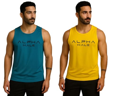 Image of Pack of 2 Sando For Men Men's Sleeveless Round Neck Vest - Pack of 2, Polyester Fabric, Quick Dry Gym & Casual Wear Gym Fit
