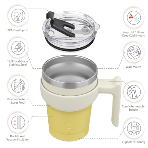 Image of BJPKPK 10 oz Mini Tumbler with Lid, Straw & Handle, Insulated Steel Cup
