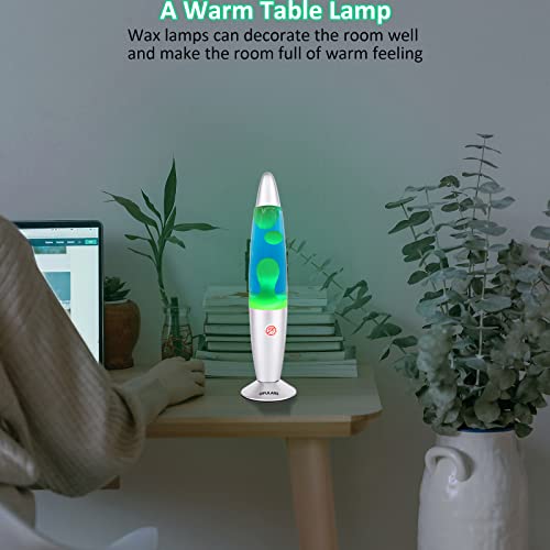 Opulars Lava Lamp Green Lava Lamps For Adults And Kids, 13.5-Inch Silver Base Motion Lamp With Green Wax In Blue Liquid,Mood Lighting Cool Stuff Christmas Birthday Gift Thanksgiving Gifts #TOP4