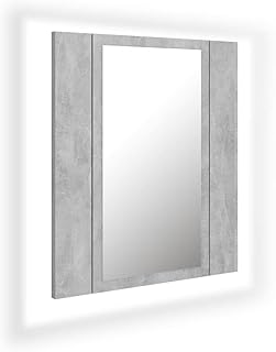 vidaXL LED Bad Spiegelschrank Badezimmerspiegel Badspiegel Spiegel Badschrank Badezimmerschrank Hängeschrank Wandschrank Betongrau 40x12x45cm Acryl