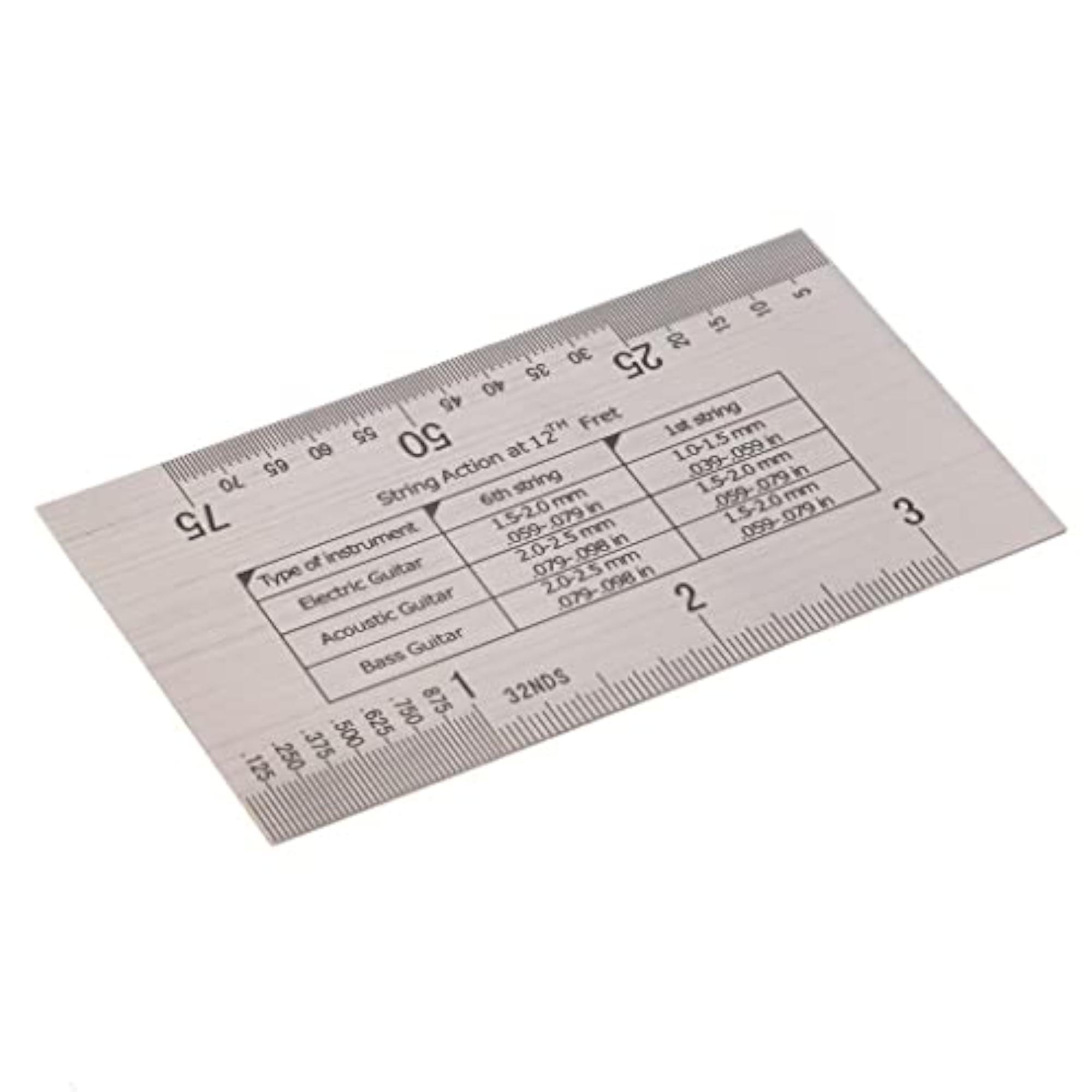 Stainless Steel String Action Ruler for Guitar Setup