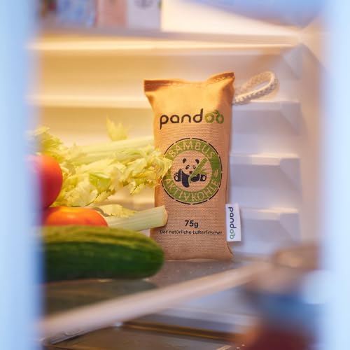 pandoo Lufterfrischer aus Bambus Natürlich mit Aktivkohle | Luftreiniger, Luftentfeuchter Raumerfrischer & Geruchsentferner für Schuhe, Auto, Schubladen, Wohnung und Koffer (4 Stück je 75 g)