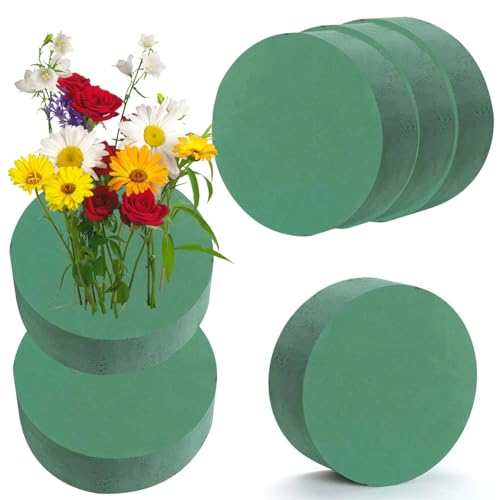 6-Pack Round Floral Foam Blocks for Hydrated Flower Arrangements
