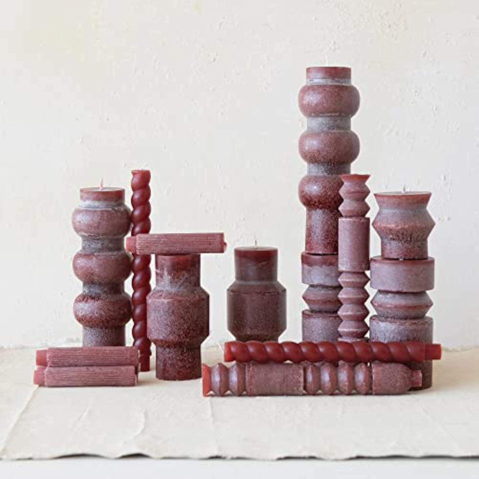 Unscented Totem Pillar Candle, Elegant Purple Decor