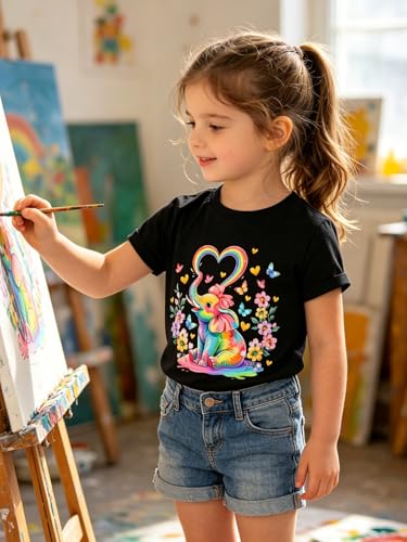 Image of Funnycokid Little Girls T Shirt for Toddler 3-7 Years Kids Tee Graphic Short Sleeve Clothes Tops