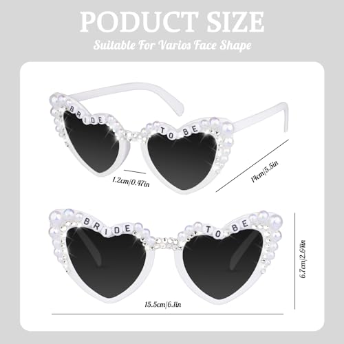 Bride Sunglasses for Bachelorette White Heart Glasses for Bride to Be Gift, Bachelorette Accessories Party Favors4