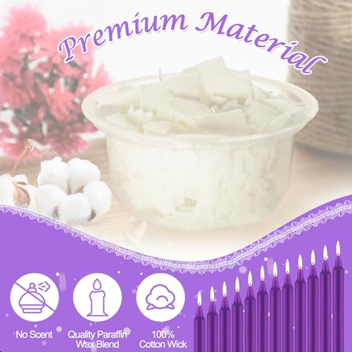Tobeape Spell Chime Candles 24 pcs Purple Candles, 4" Tall Unscented Mini Magic Taper Candle Bulk for Witchcraft, Wiccan Altar, Ritual, Prayer, Meditation, Birthday Party Home Decor — view 3