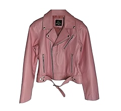 SID Women's Lambskin Leather Biker Black Jacket, Aqua Aurora