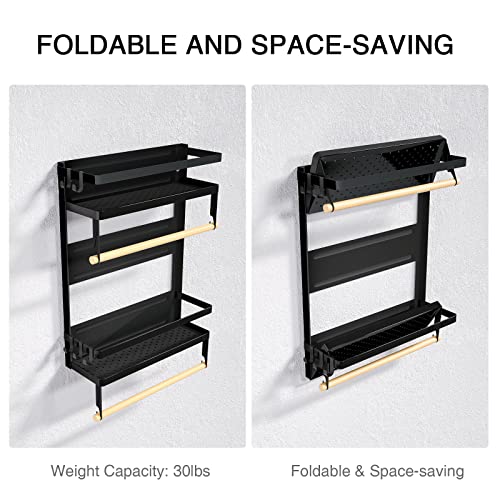 Paper Towel Holder With Shelf, 2-In-1 Magnetic Shelf, Heavy Duty Rustic Paper Towel Holder With 5 Removable Hooks, Tissue Holder For Tool Shed, Garage, Workbench, Kitchen, Craft Room, Or Laundry Room #TOP3