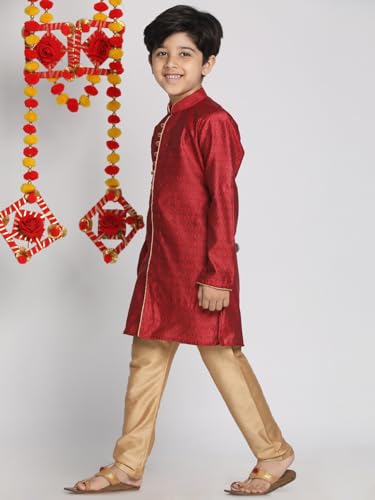 Image of VASTRAMAY Boy's Silk Blend Printed Kurta Pyjama Set (1)