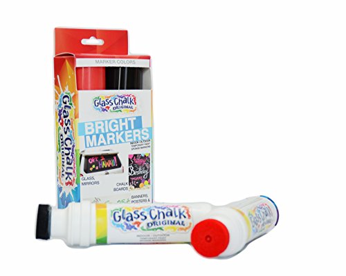 Glass Chalk the Original Patented Indoor/Outdoor Temporary Paint Marker for Auto Windows and Surfaces, Black and Red, 2 Piece