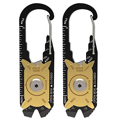 2 Pck 20-em-1 Multitool Crbiner Clip Keychin, EDC Crd Tool com abridor de garrafas, chave de fenda,