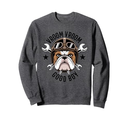 Vroom Vroom Bulldog Mechanic Biker Casque Clé croisée Sweatshirt