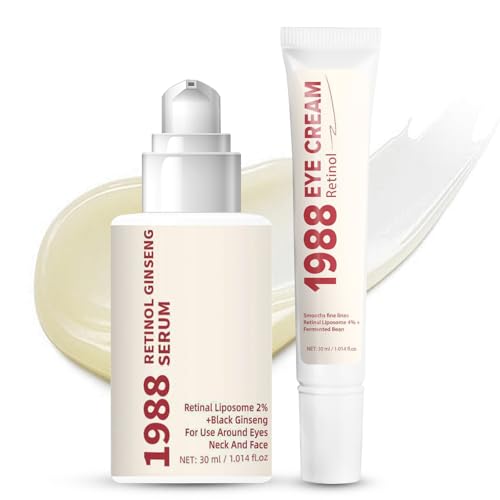 1988 Retinol Eye Cream Anti Aging & 1988 Retinol Serum For Face Korean Ginseng Retinal Anti Wrinkle Serum - Intense Hydration Anti-Aging Solution For Wrinkles - Nourishment & Smooth Glowing Skin