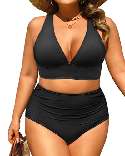 Daci Plus Size High Waisted Bikini - Two Piece Swimsuit Tummy Control Bathing Suit Sexy V Neck Swimwear 2025
