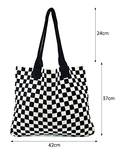Image of Crochet Tote Bag for Women Large Capacity Shoulder Bag Handbags Knitting Hobo Bag Aesthetic Handmade Weaving