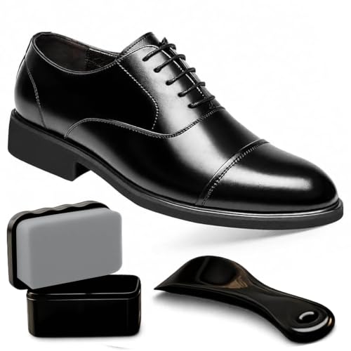 AKSHITA Men's Genuine Leather Formal Oxford Shoes | Black Lace-Up...