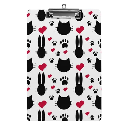 Porte document avec clip chat pattes coeur planchette a pince A4
