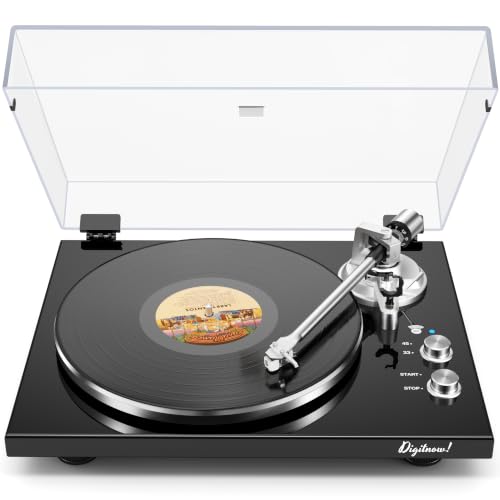 Image of Belt Drive Turntable for Vinyl Record Player and Bluetooth Output Control | No Built-in Speakers,Magnetic Cartridge,Built-in Phono Preamp,USB Digital Output,33 /45 RPM,High-Gloss Wood Design