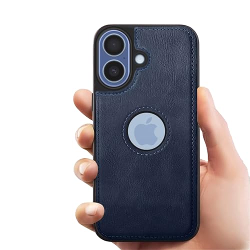 Image of Leather Case for Apple iPhone 17 Premium Protective Stylish Slim Cover with Shockproof Raised Edges Blue