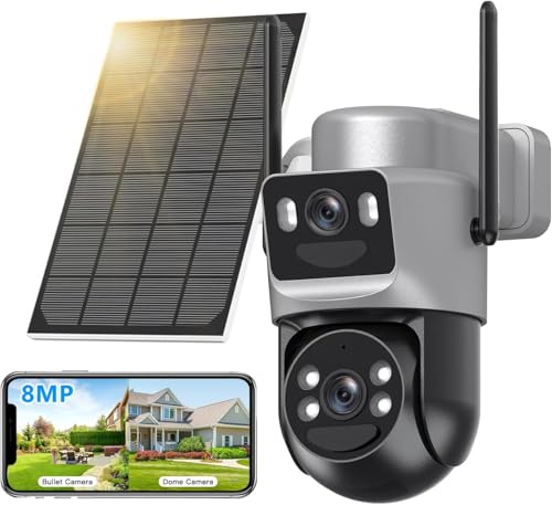 8MP Telecamera di sorveglianza WiFi esterna a doppio obiettivo, 4K