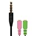 Mobile Phone Audio Splitter Cable with one 3.5mm Male (TRRS) and Two 3.5mm (TRS) Female connectors, one for External 3.5mm Speaker and one for External 3.5mm Microphone by ZaxSound